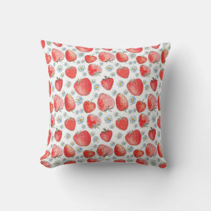 Summer fresh and bright strawberry pattern. Waterc Cushion