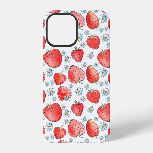 Summer fresh and bright strawberry pattern. Waterc iPhone Case (Back)