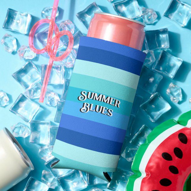 Summer Fresh Blue Striped  Seltzer Can Cooler (In Situ Summer)