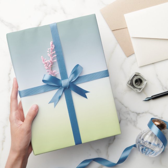 Summer Fresh Gradient Cool Blue Green Ombre Wrapping Paper (Gifting)