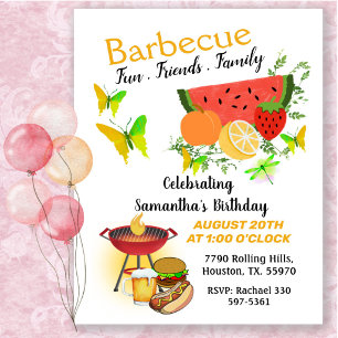 Summer Friends Family Birthday Barbecue Invitation