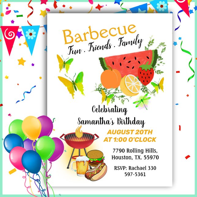 Summer Friends Family Birthday Barbecue  Invitation (Creator Uploaded)