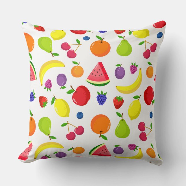 Summer Fruit and Berry Colourful Pillow (Front)
