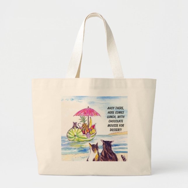 Summer Fruit Cats Beach Bag (Front)