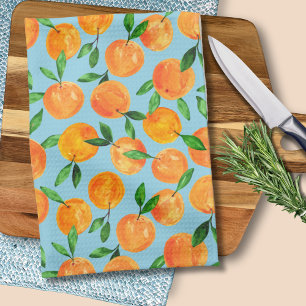 Summer fruit citrus oranges pattern tea towel