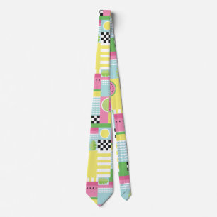 Summer fruit design, colorful mosaic tie