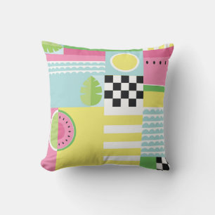 Summer fruit design, colourful mosaic cushion