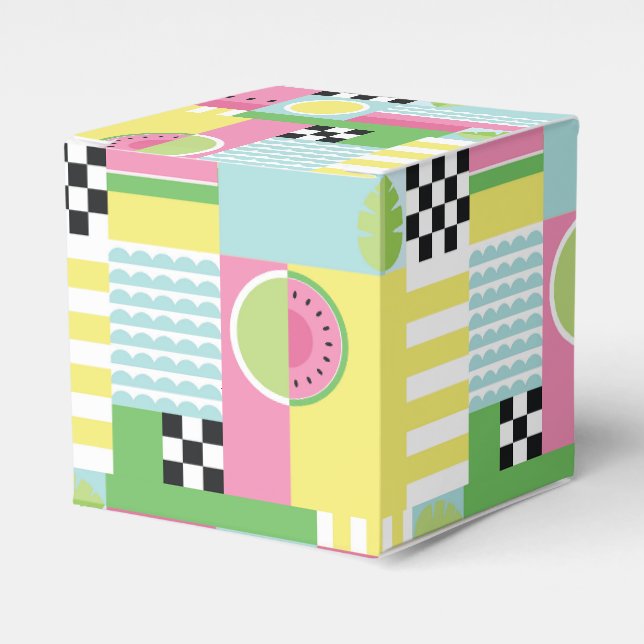 Summer fruit design, colourful mosaic  favour box (Front Side)