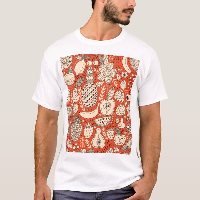 Summer Fruit Doodle Vintage T-Shirt (Front)