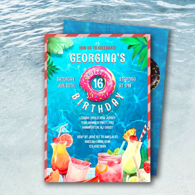 Summer Fruit Drinks Sweet 16 Party Birthday Invitation (Summer Fruit Drinks Sweet 16 Party Birthday Invitation)