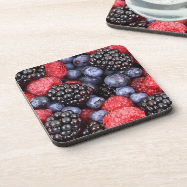 Summer Fruit Mixed Berries Close Up Photo Coaster (Left Side)