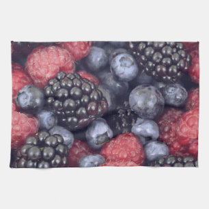 Summer Fruit Mixed Berries Close Up Photo Tea Towel