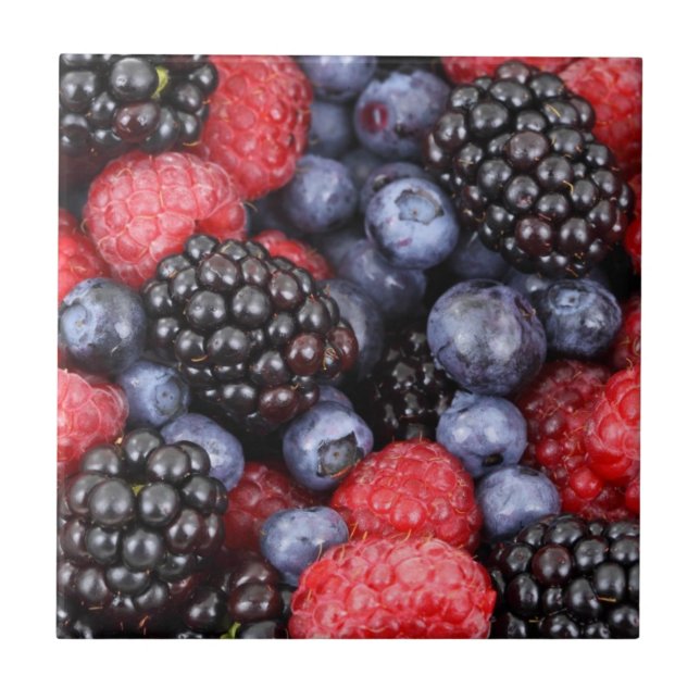 Summer Fruit Mixed Berries Close Up Photo Tile (Front)