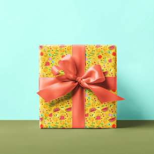 Summer Fruit Pattern   Bright Yellow Wrapping Paper