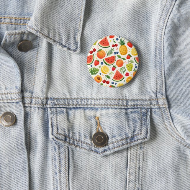 Summer Fruit Pattern Fabric | Tropical Watermelon  6 Cm Round Badge (In Situ)