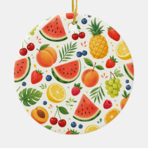 Summer Fruit Pattern Fabric   Tropical Watermelon  Ceramic Tree Decoration