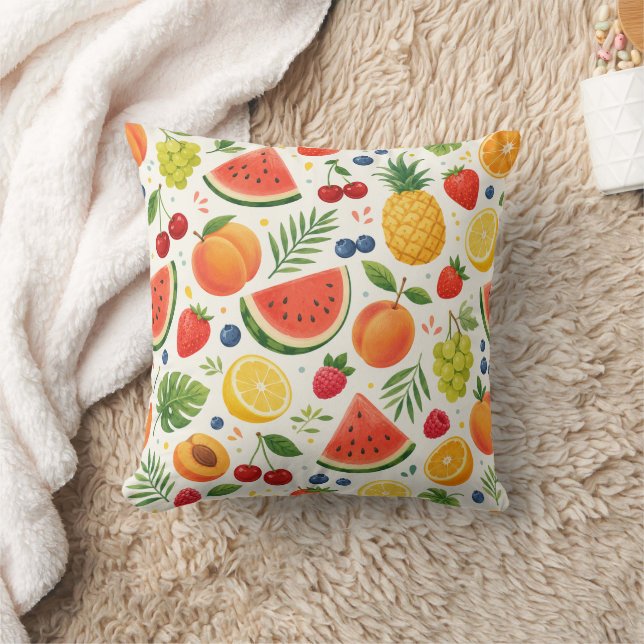 Summer Fruit Pattern Fabric | Tropical Watermelon  Cushion (Blanket)