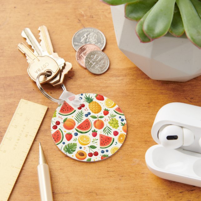 Summer Fruit Pattern Fabric | Tropical Watermelon  Key Ring (Desk)