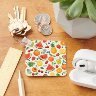 Summer Fruit Pattern Fabric   Tropical Watermelon  Key Ring