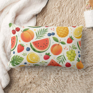 Summer Fruit Pattern Fabric Tropical Watermelon Lumbar Cushion