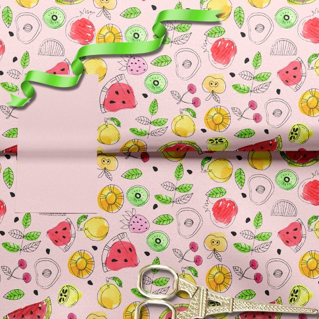 Summer Fruit Pattern | Light Pink  Tissue Paper (Creator Uploaded)