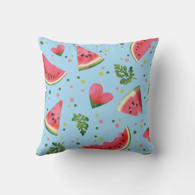 Summer Fruit Pattern Watermelon red green tropical Cushion (Back)