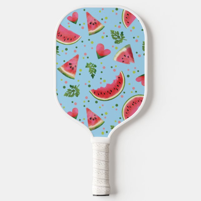 Summer Fruit Pattern Watermelon red green tropical Pickleball Paddle (Front)