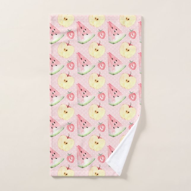 Summer Fruit Slices Pink Hand Towel (Hand Towel)