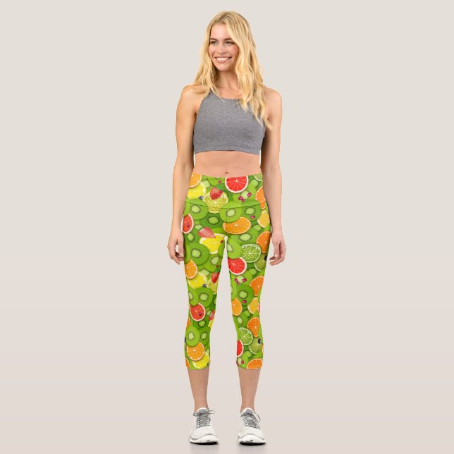 Summer Fruits 2 Capri Leggings (Front)