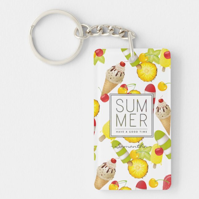 Summer Fruits and Ice-Cream Fun Key Ring (Front)