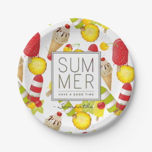 Summer Fruits and Ice-Cream Fun Paper Plate