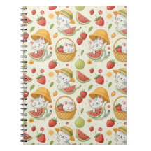 Summer Fruits Cat Pattern - Picnic Design for Kids