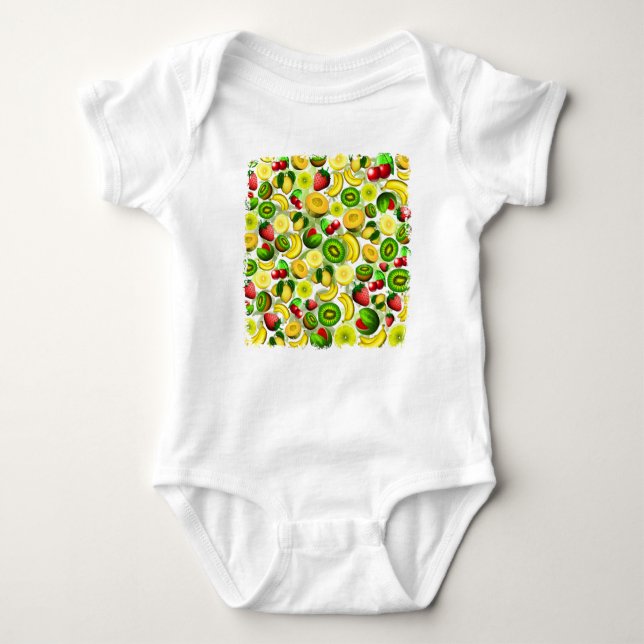 Summer Fruits Juicy Pattern Baby Body Suit Bodysuit (Front)