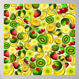 Summer Fruits Juicy Pattern Poster Paper (Matte)
