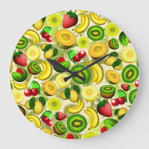 Summer Fruits Juicy Pattern Wall Clock