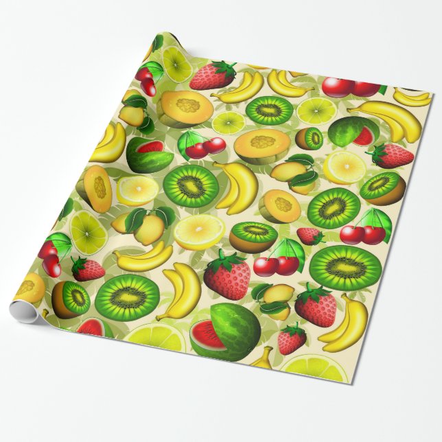 Summer Fruits Juicy PatterWrapping Paper (Unrolled)