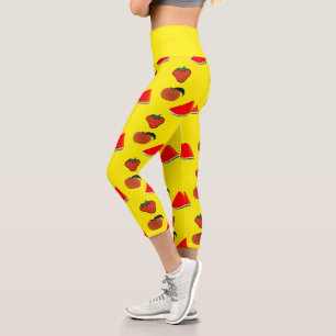 Summer fruits on yellow capri leggings
