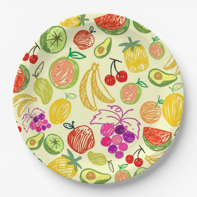 Summer fruits paper plate (Front)