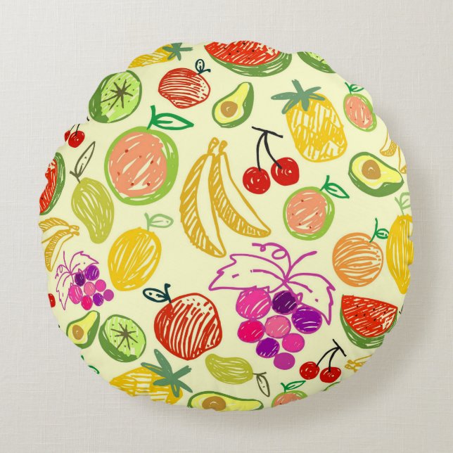 Summer fruits round cushion (Front)