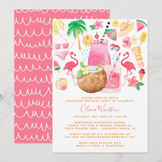 Summer Fun Beach Lover Birthday Party Invitation