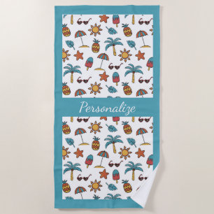 Summer Fun Beach Tropical Personalised Towel