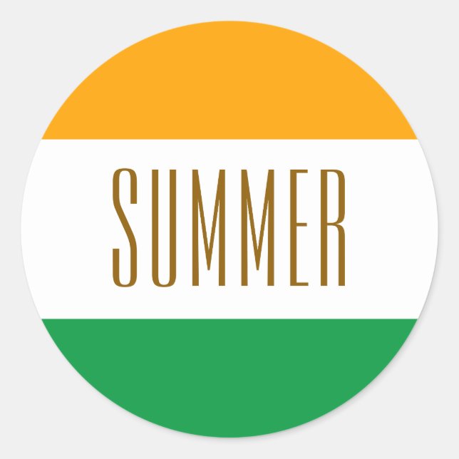 SUMMER Fun Bright Lemon Lime White Stripes Classic Round Sticker (Front)