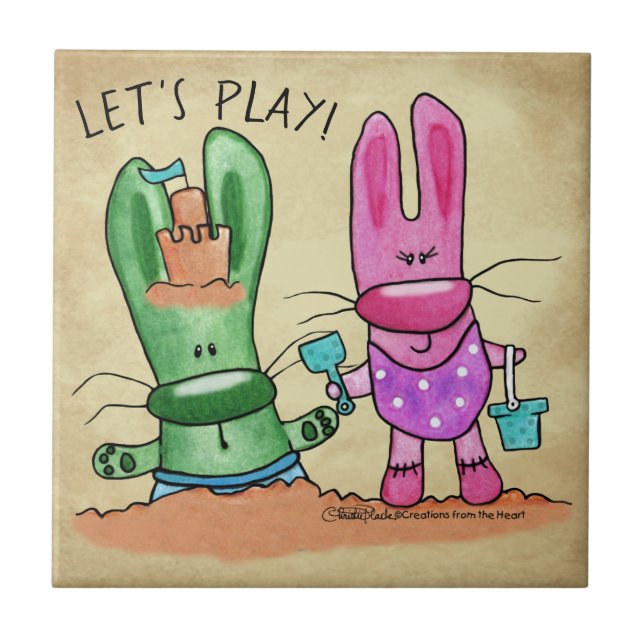 Summer Fun-Bunnies at Beach Tile (Front)