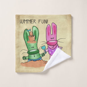 Summer Fun-Bunnies at Beach Wash Cloth