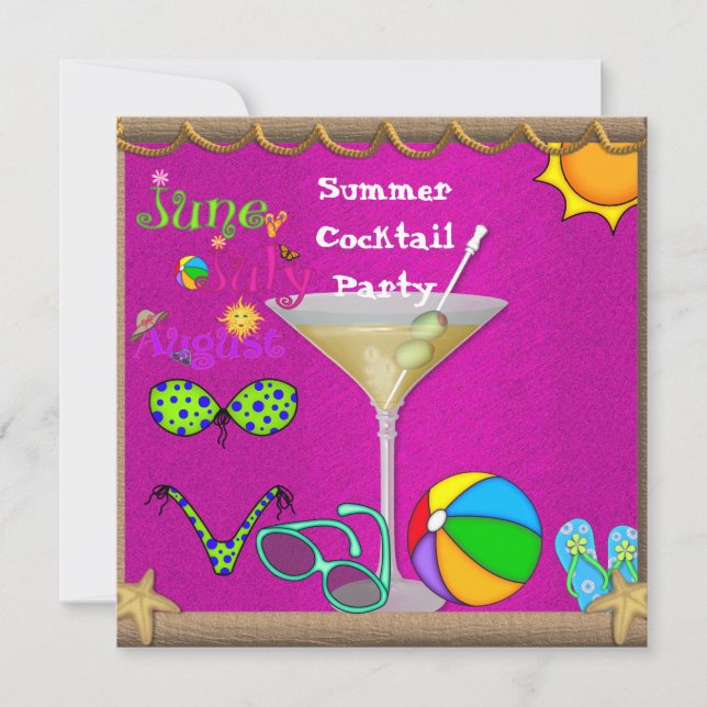 Summer Fun Cocktail Pool Party Invitation (Front)