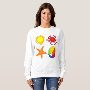 Summer Fun Crab Beach Ball Sunshine Starfish Sweatshirt