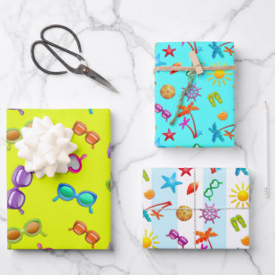 Summer Fun Design Girl’s Party Wrapping Paper Sheet