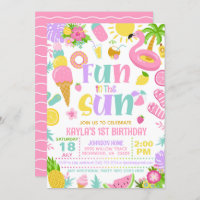 Summer Fun in the Sun Birthday Party Invitation