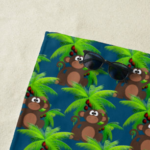 Summer Fun Kids Monkey and Palm Tree Pattern Beach Towel