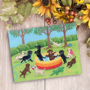 Summer Fun Labradors Painting Postcard